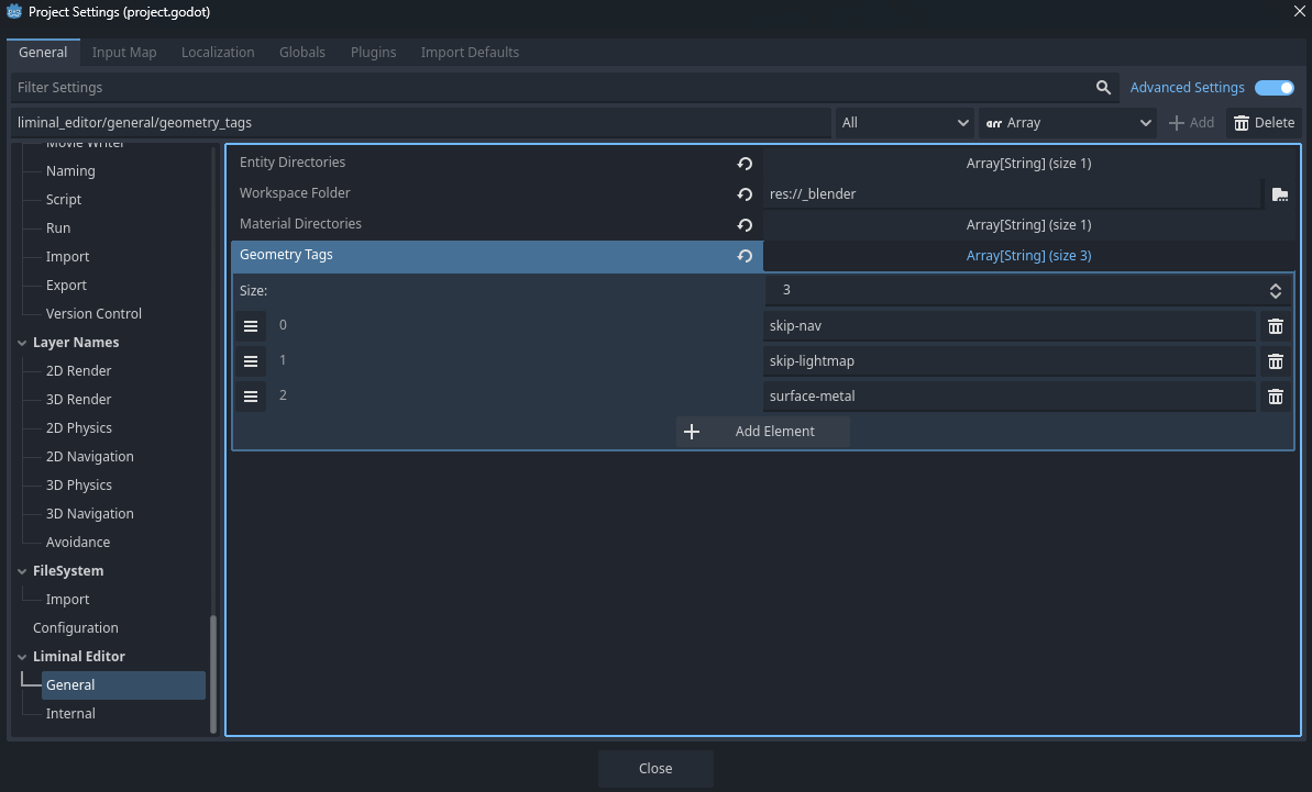 Configure Tags in ProjectSettings